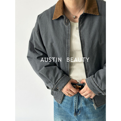 AUSTINBEAUTY【静奢新贵】巴恩风翻领水洗灰棉服
