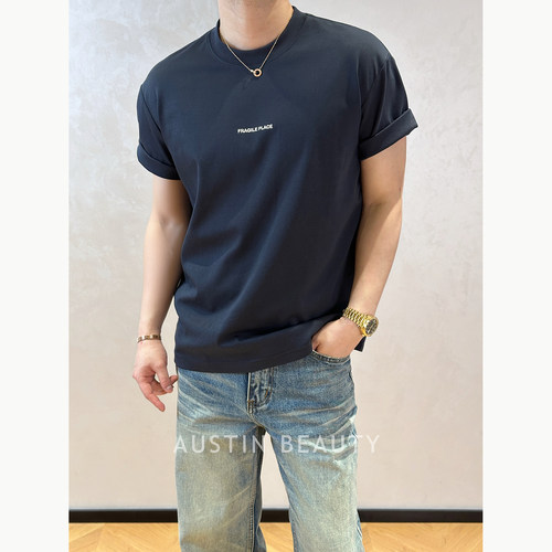 AUSTINBEAUTY【海岛余韵】夏季男士圆领印花T恤26新款宽松短袖潮