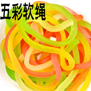 优卡五彩绳软糖qq糖果汁休闲小零食年货糖果糖彩虹橡皮糖儿时怀旧
