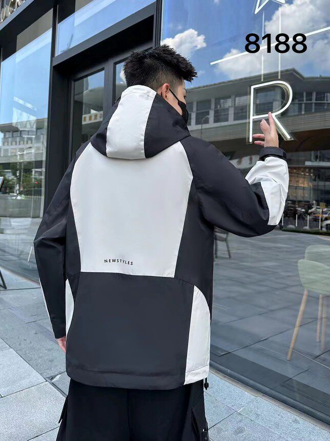 爵克男人秋季新款拼色冲锋衣夹克