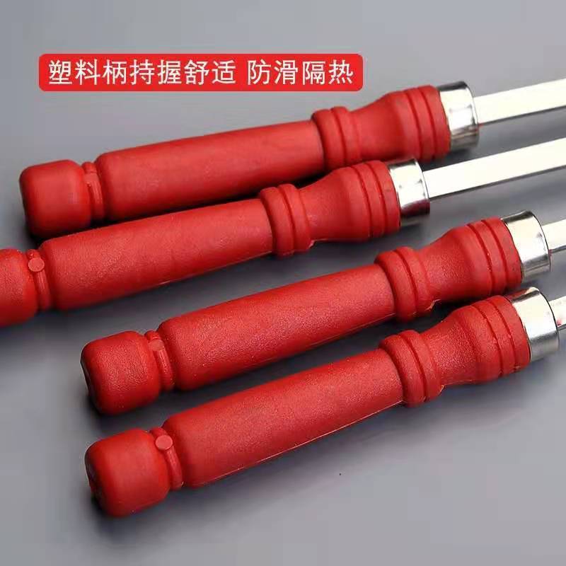 不锈钢高光塑料手柄扁签圆签羊肉串烤肉工具烤炉铁扁签配件烧烤针