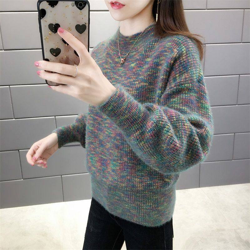 厚不起球不掉毛水貂绒春秋冬宽松毛衣女半高领针织打底衫上衣,女装/女士精品,毛针织衫,淘宝优惠券,粉丝福利购,淘宝优惠卷