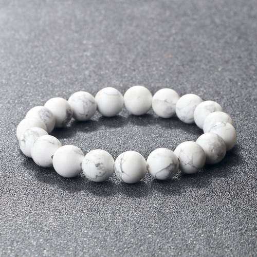 Natural White Howlite Real Stone Bracelet 6/8/10mm Beads0