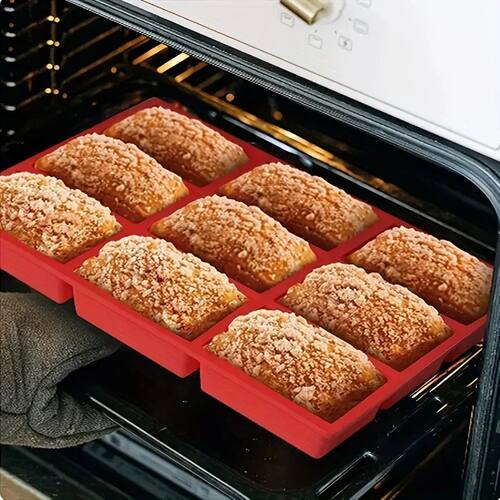 1pc 9-Cavity Silicone Mini Loaf Pan for Baking Cake, Bread,