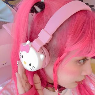 Kitty Cute Bluetooth Headphone Wireless Headsets Anime Carto