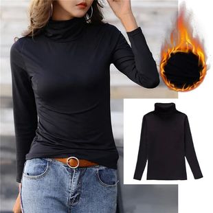 Women Thermal Underwear Winter Turtleneck Bottom Shirt Solid