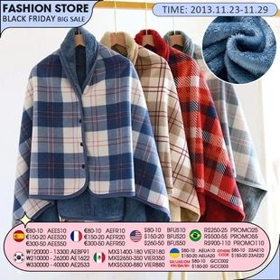 Thicken Winter Wearable Blanket Warm Adults Plaid Blanket Fl