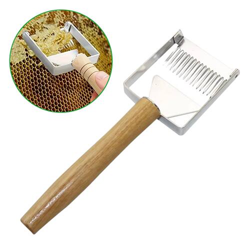 Wooden Handle Uncapping Honey Fork Honeycomb Honey Scraper B