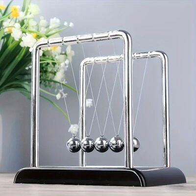 Classic Newtons Cradle Metal Desktop Ornament Black White Sp