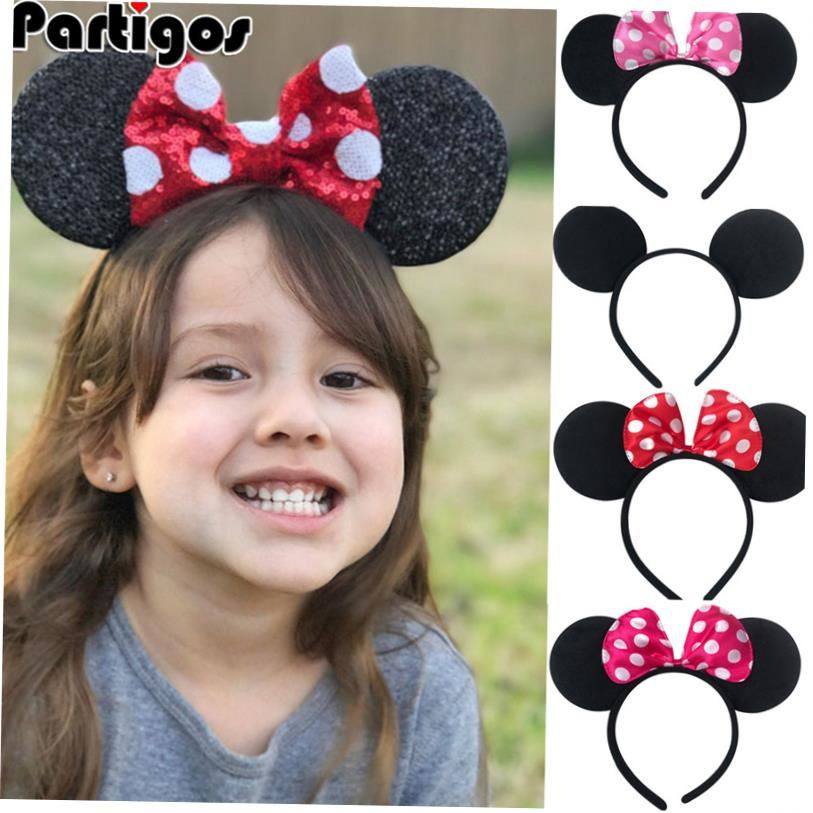 Christmas Ears Headband Hairband Pink Sequin Hair Clips Bows