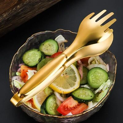 Non-Slip Stainless Steel Food Tongs Meat Salad Bread Serving