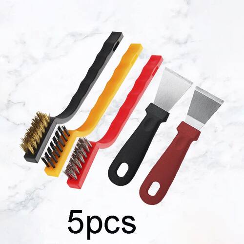 5-Piece Kitchen Cleaning Brush Set with Gas Stove Scraper an