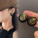 秋冬法式 复古耳饰高级感耳钉中古小香冷淡风金属圆形名媛百搭耳环