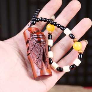 小叶紫檀一鸣惊人金蝉木雕手把件黄花梨知足常乐车挂件文玩把玩物