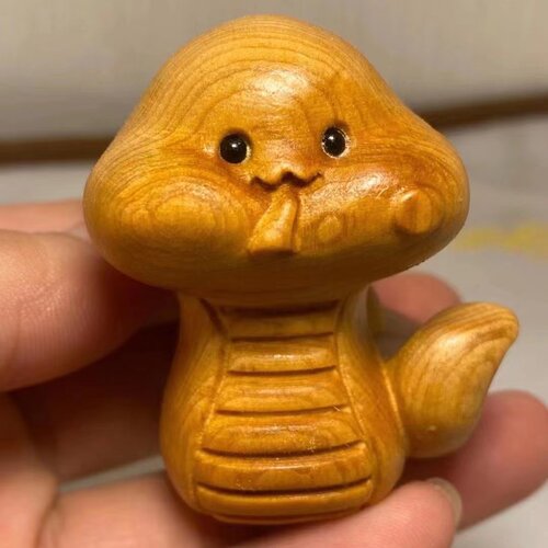 崖柏木雕刻手玩物件崖柏小蛇文玩手把件茶室桌面家庭小摆件