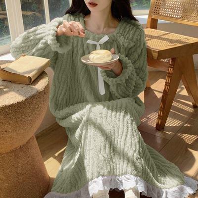 冬天睡衣女网红珊瑚绒加厚加绒新款秋冬季睡裙家居服小个子连衣裙