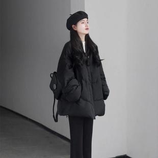 黑色宽松棉服女秋冬新款时尚保暖棉衣洋气高级感韩系短款外套潮女