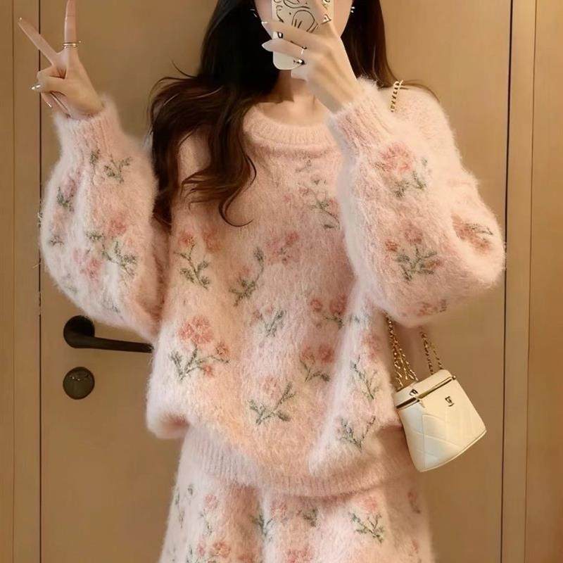 温柔慵懒风高领针织毛衣半身裙两件套女秋冬大码套装气质简约长袖,女装/女士精品,时尚套装,淘宝优惠券,粉丝福利购,淘宝优惠卷