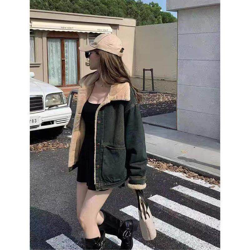 欧版加绒加厚牛仔棉衣外套女冬季复古翻领夹克棉服上衣保暖百搭,女装/女士精品,时尚套装,淘宝优惠券,粉丝福利购,淘宝优惠卷