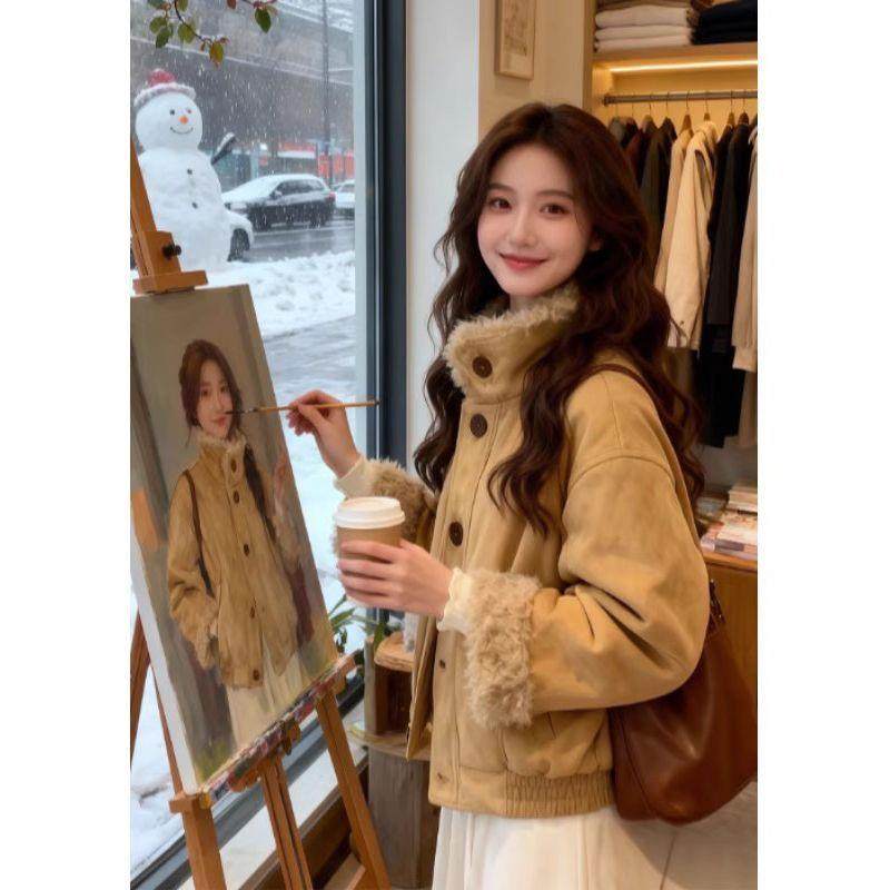 小香风羊羔毛毛外套女冬季宽松小个子加厚保暖短款棉服上衣,女装/女士精品,时尚套装,淘宝优惠券,粉丝福利购,淘宝优惠卷