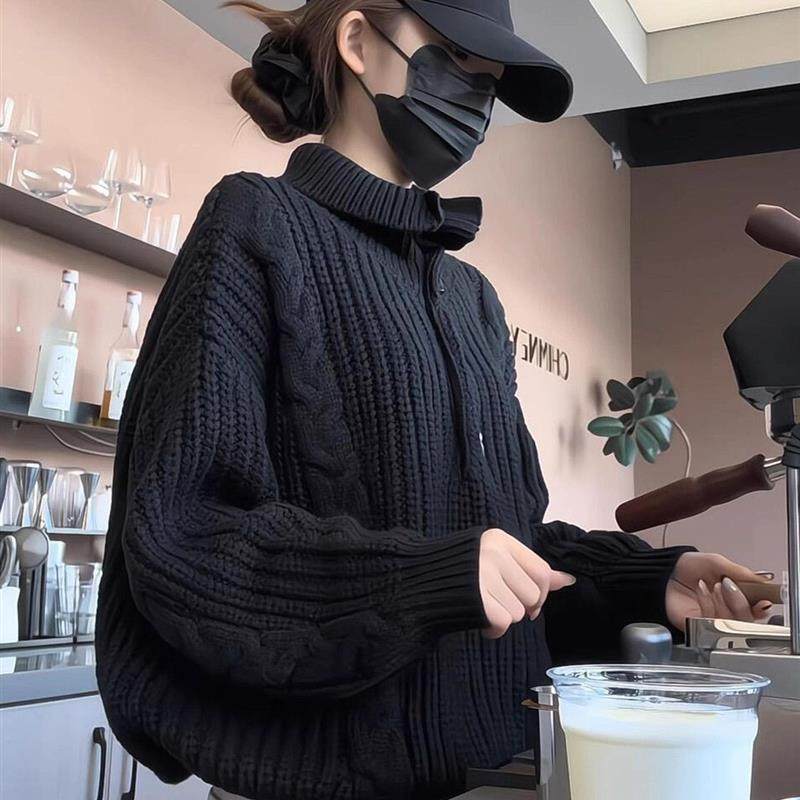 黑色高领毛衣外套女秋冬季新款小香慵懒风高级感针织开衫上衣,女装/女士精品,时尚套装,淘宝优惠券,粉丝福利购,淘宝优惠卷