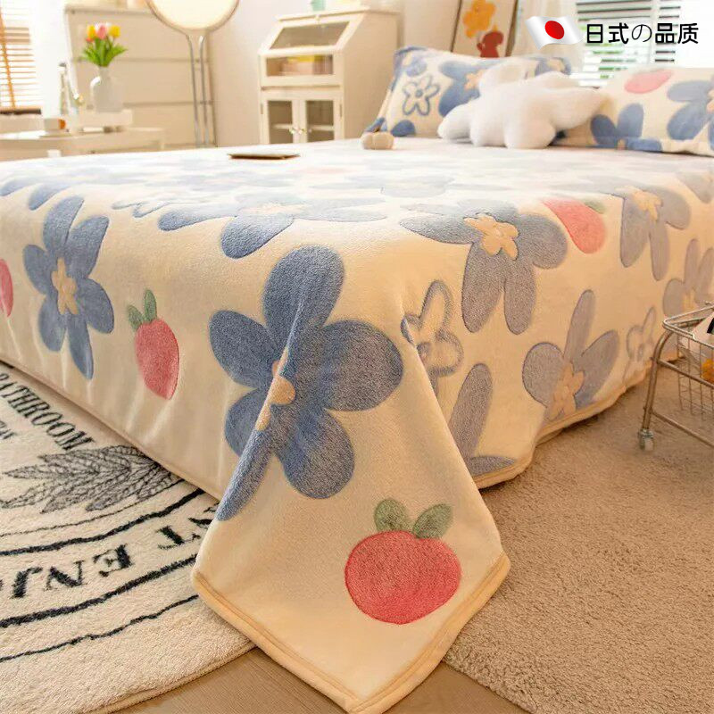 冬季毛绒牛奶珊瑚法兰绒毯加绒