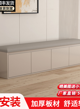 入户换鞋凳轻奢家用门口可坐鞋柜坐凳一体玄关实木储物软包穿鞋凳