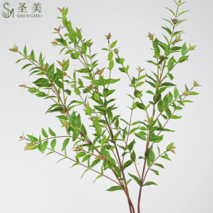 金钱叶家居装 仿真绿植尖叶尤加利 饰婚庆插花配叶酒店摆件假树叶