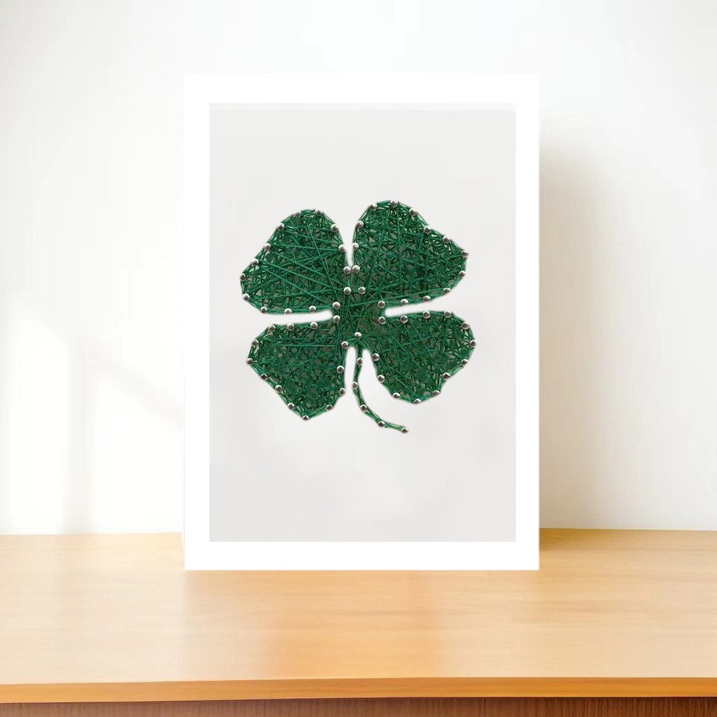 四叶草手工创意钉子绕线画立体弦丝装饰画定制男女生日礼物,家居饰品,版画,淘宝优惠券,粉丝福利购,淘宝优惠卷