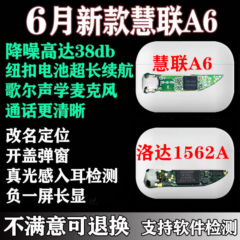 3慧联A6蓝牙耳机华强北洛达1562A三代顶配降噪慧联A2二代1562M虎头