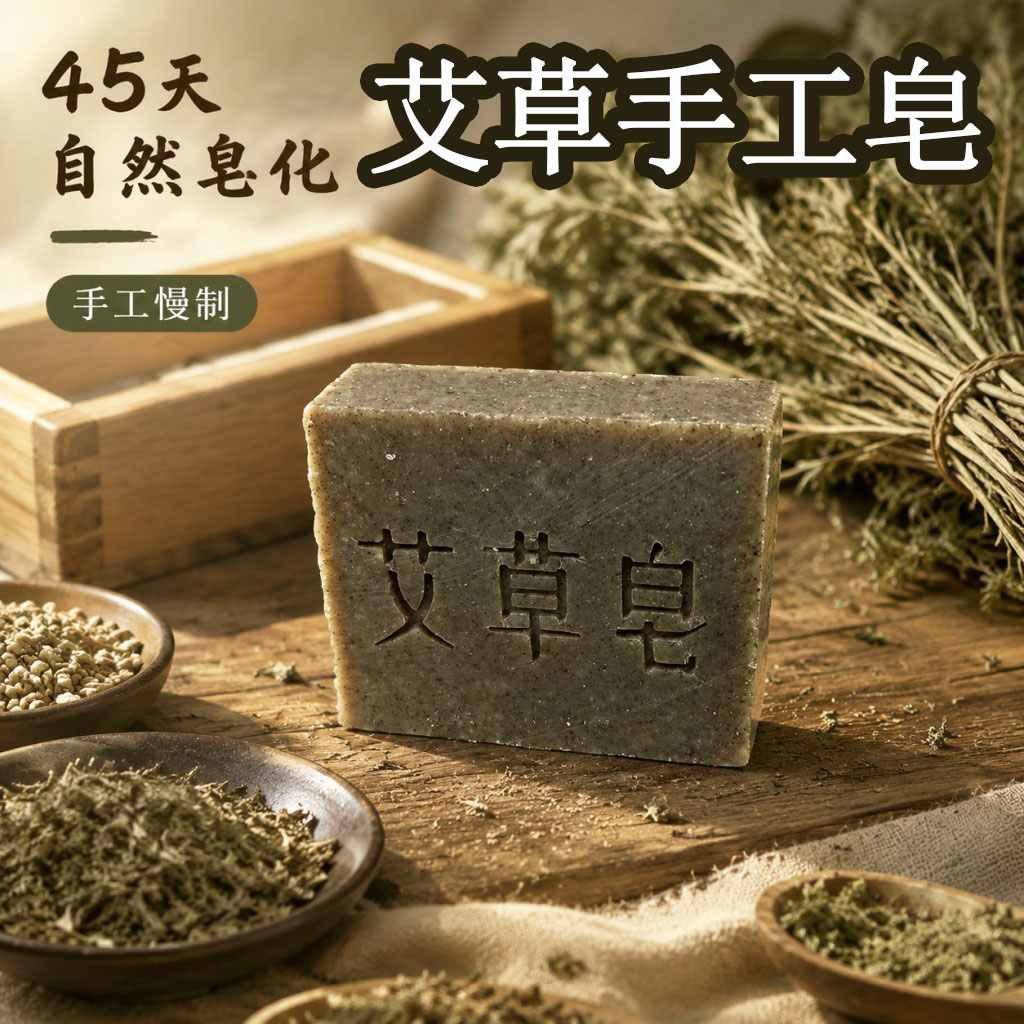 艾草冷制手工皂温和清洁泡沫细腻