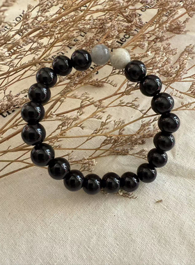 手串小众天然黑玛瑙手串叠戴水晶手链情侣款新中式原创手作设计