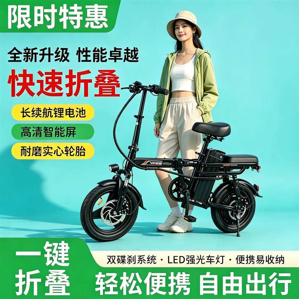 折叠电动车代驾电动自行车新国标锂电超轻便携新款小型代步电瓶车