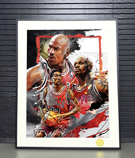 《OG–公牛三巨头》乔丹皮蓬罗德曼NBA公牛队装饰画