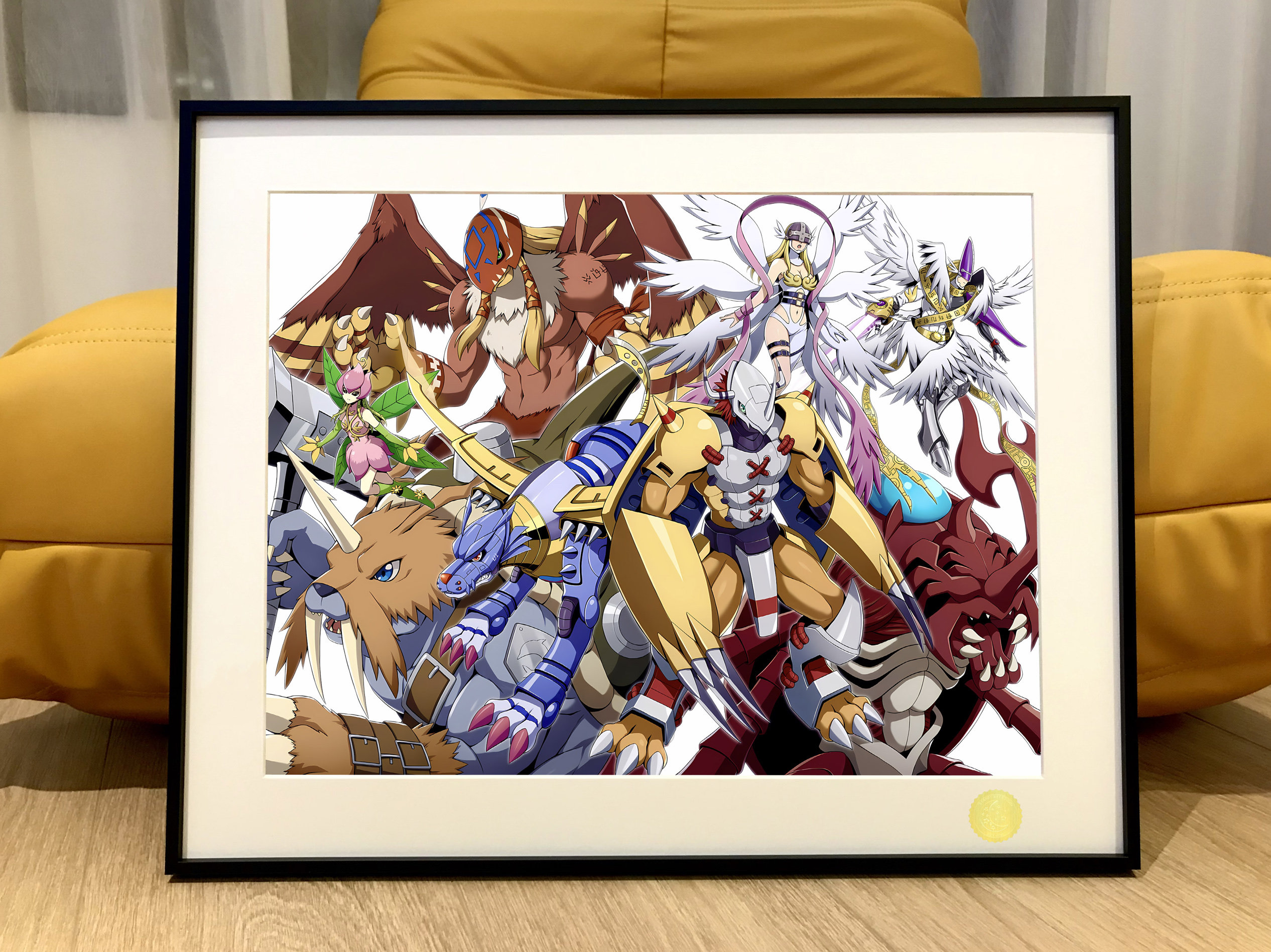 星空工作室数码宝贝神圣天使兽天女兽战斗暴龙兽钢铁加鲁鲁装饰画