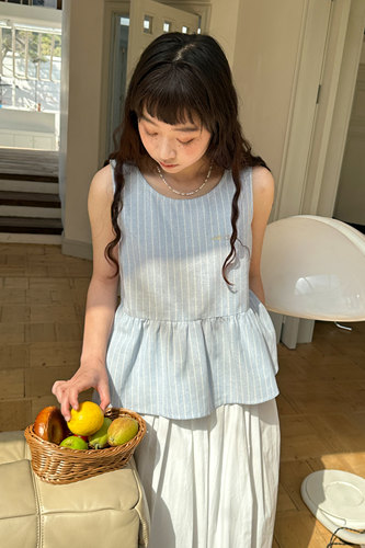 布然｜正反两穿条纹无袖上衣