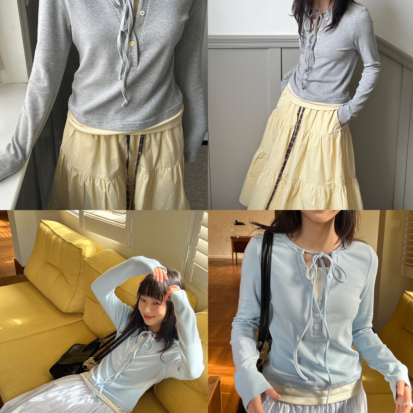 布然｜假两件系带上衣