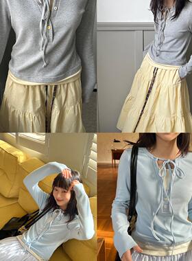 nothe Case「亨利画廊」假两件系带上衣 内搭修身长袖T恤