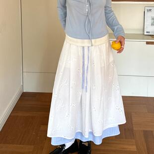 nothe 优雅温柔双层裙 Case「半夏风铃」镂空刺绣半身裙