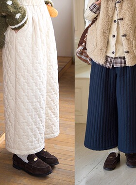 nothe Case「丘山暮冬」温暖格纹加厚休闲长裤 保暖九分绗棉裤