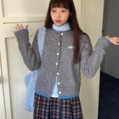 Case「屋塔书房」 假两件秋冬撞色针织衫 软糯长袖 nothe 毛衣开衫