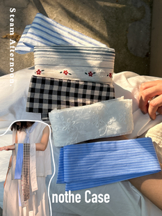 nothe 碎花条纹领巾薄日系百搭 Case「蒸汽午后」丝巾领结搭配四季