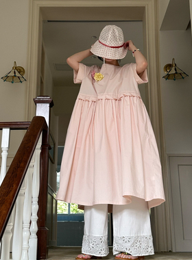 nothe Case「芍药芥末」苹果嫩绿短袖连衣裙 分割设计宽松衬衫裙