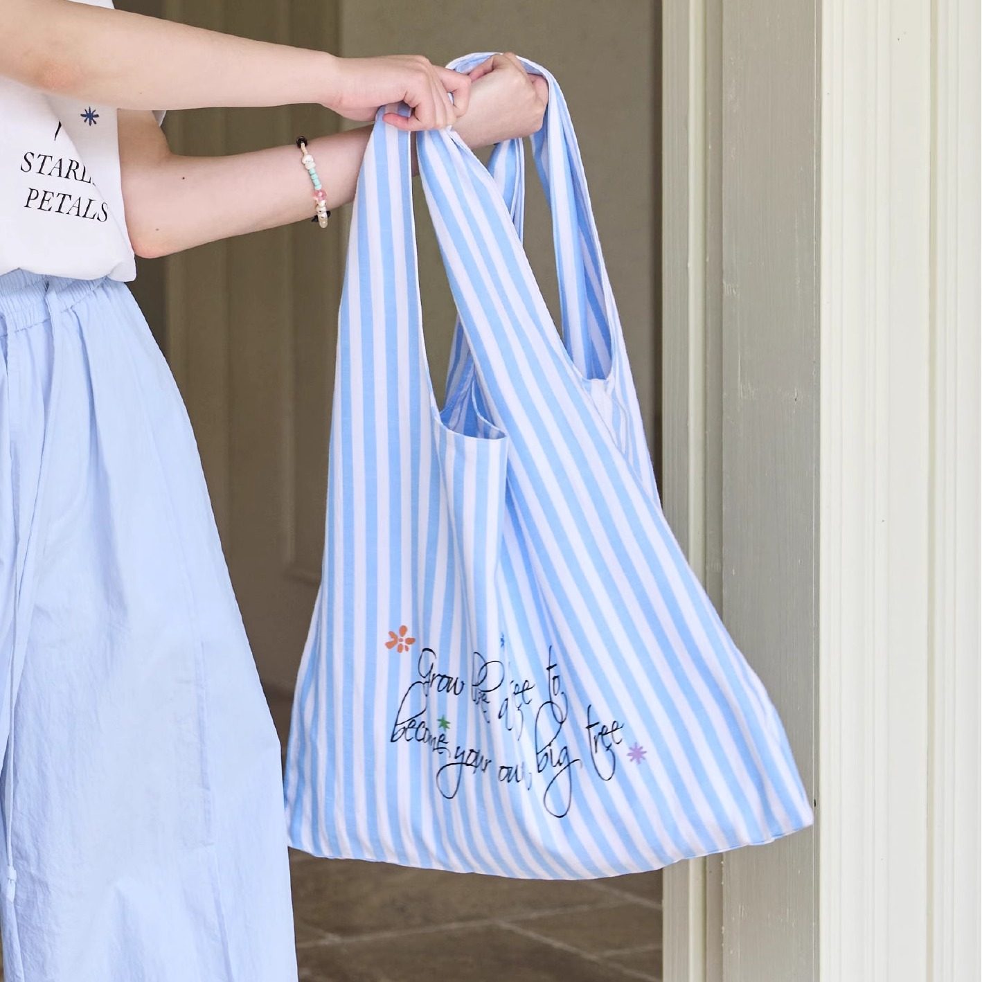 nothe Case「航海情书」蓝色清新条纹托特包 大容量通勤单肩包,箱包皮具/热销女包/男包,时尚帆布包,淘宝优惠券,粉丝福利购,淘宝优惠卷