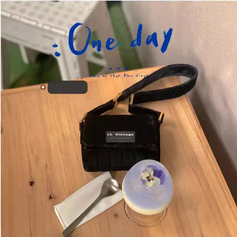 中古款奚梦瑶同款丝绒小胖丁单肩/手拎女包