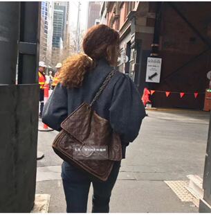 中古复古编织枯叶色邮差包sienne博主同款