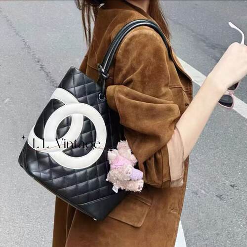 中古款康鹏菜篮子羊皮托特包