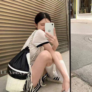 Jennie同款 轻便背包女包 中古束口太空银双肩包流浪款