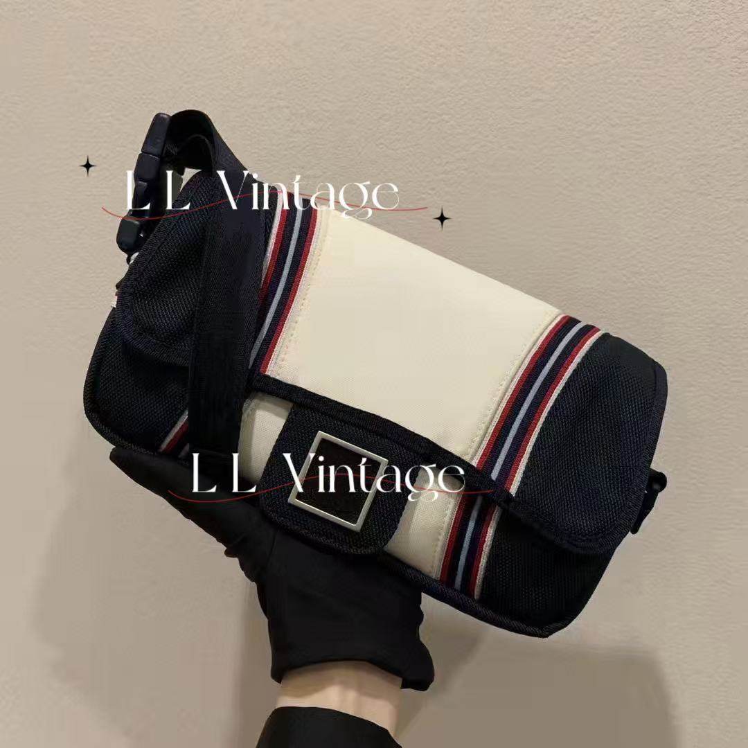 中古条纹方标帆布斜挎包运动系列图片