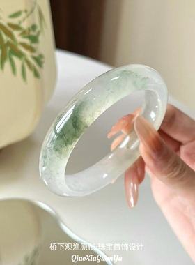 天然天山翠手镯不知春玉镯玉手镯